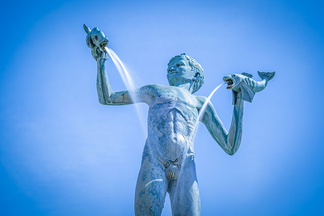 Boy water fountain statue