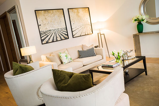 A stylish living room at St. Paul's Chambers